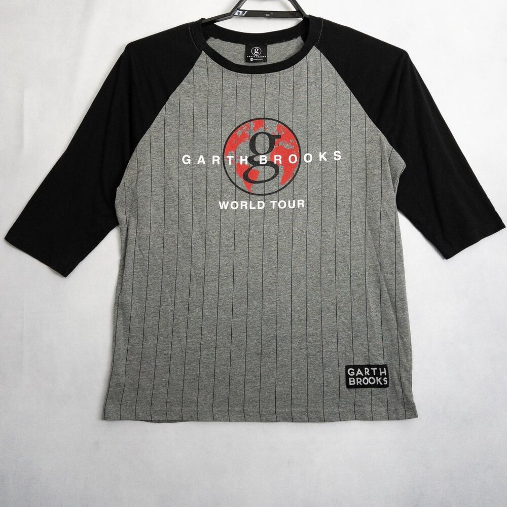 Garth Brooks World Tour Concert T Shirt Womens XL Raglan Gray Black Graphic Tee